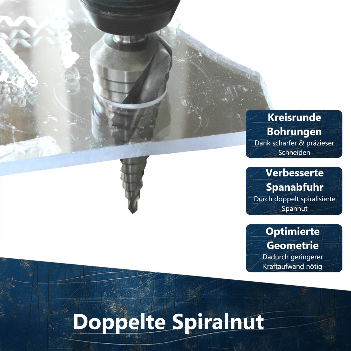 HSS Stufenbohrer mit doppelter Spiralnut für präzise Bohrungen AM-Zerspanungstechnik