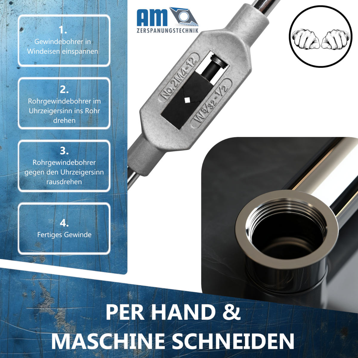 Rohrgewindeschneider fuer Hand und Maschine von AM-Zerspanungstechnik