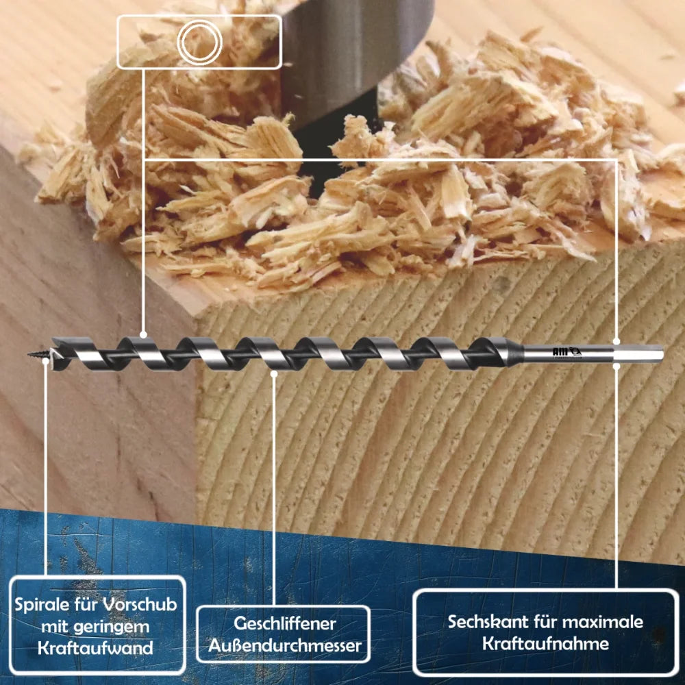 Schlangenbohrer Balkenbohrer für präzise Bohrungen in Holz – AM Zerspanungstechnik für hohe Qualität.