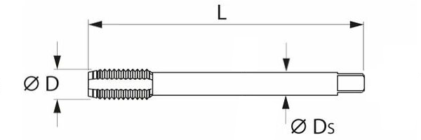 Left-hand tap, fine thread, machine tap, passage LH