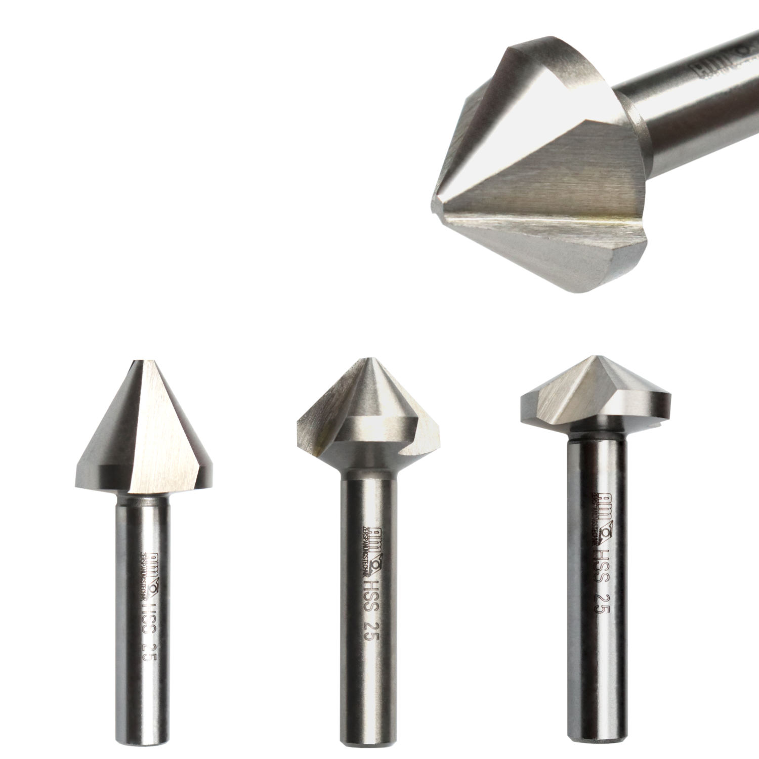VÖLKEL Q.C.3 Kegelsenker-Set – HSS, 6,3–20,5 Mm, 90°, 3 Schneiden, Mit Schnellwechsel-Schaft
