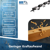 Schlangenbohrer Set Ø6-30 x 230mm | Holzbohrer Set 6tlg. | Holzbohrer lang 6x230, 10x230, 15x230, 20x230, 25x230, 30x230