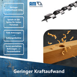 Schlangenbohrer Set Ø20, 25 & 30 x 400mm | Holzbohrer Set 3tlg. | Holzspiralbohrer lang | Balkenbohrer