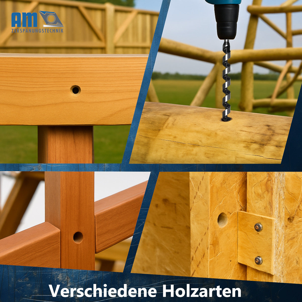Schlangenbohrer Set Ø20, 25 & 30 x 400mm | Holzbohrer Set 3tlg. | Holzspiralbohrer lang | Balkenbohrer