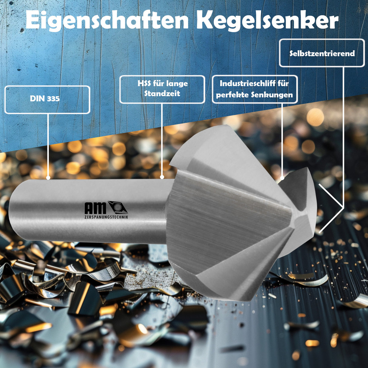 Countersink DIN 335 countersink 60 - 90 - 120 degrees HSS deburring countersink