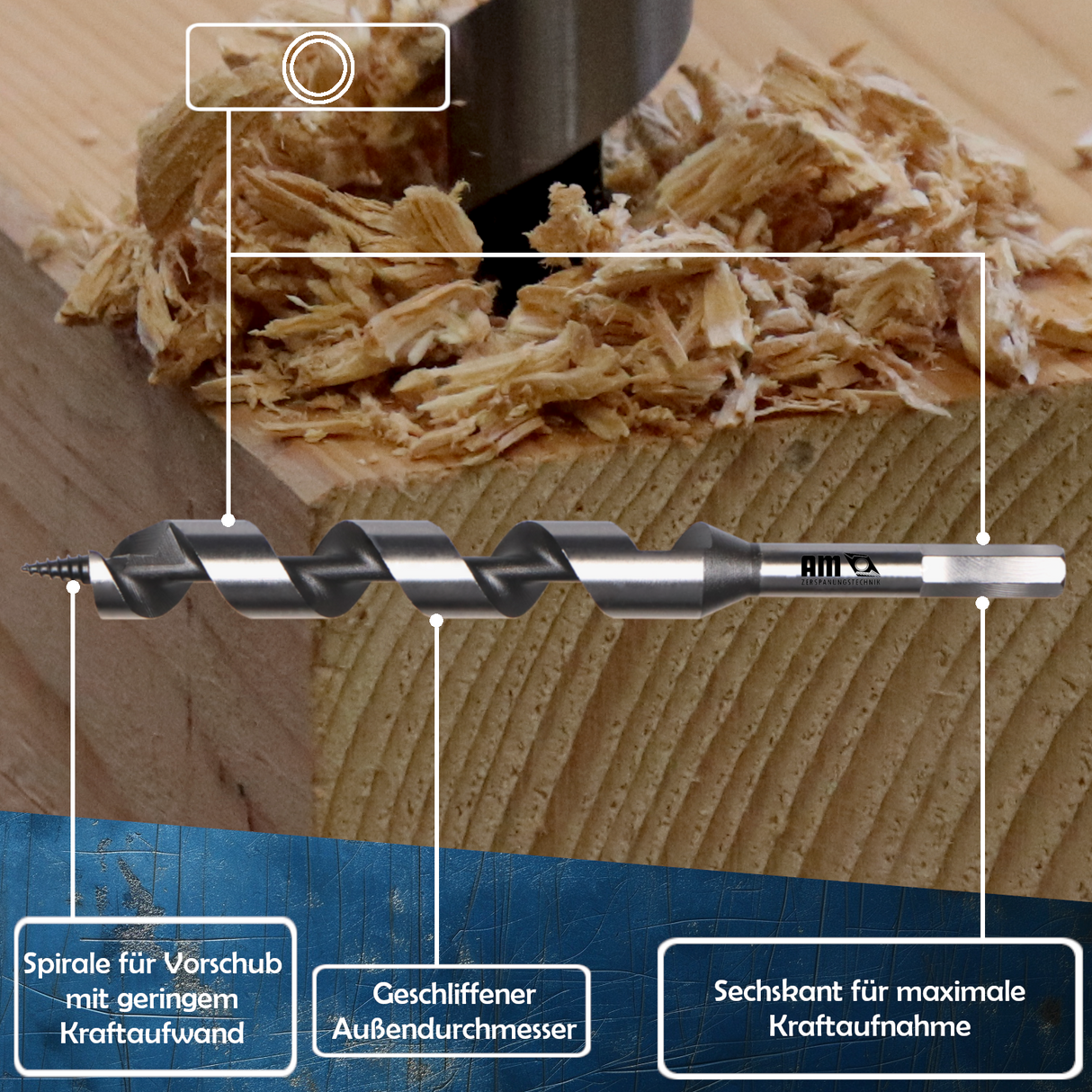 Auger drill wood drill Lewis twist drill wood twist drill Ø 6-40