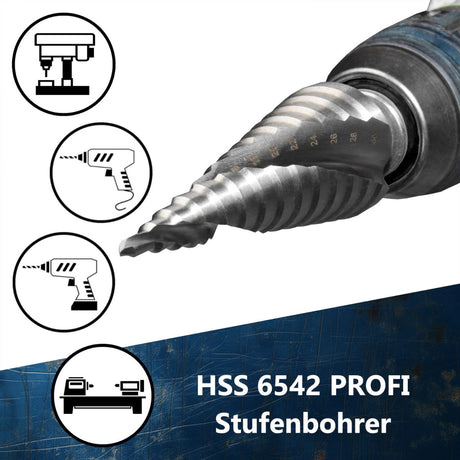 HSS Profi Stufenbohrer fuer exakte Bohrungen und hohe Standzeit AM-Zerspanungstechnik