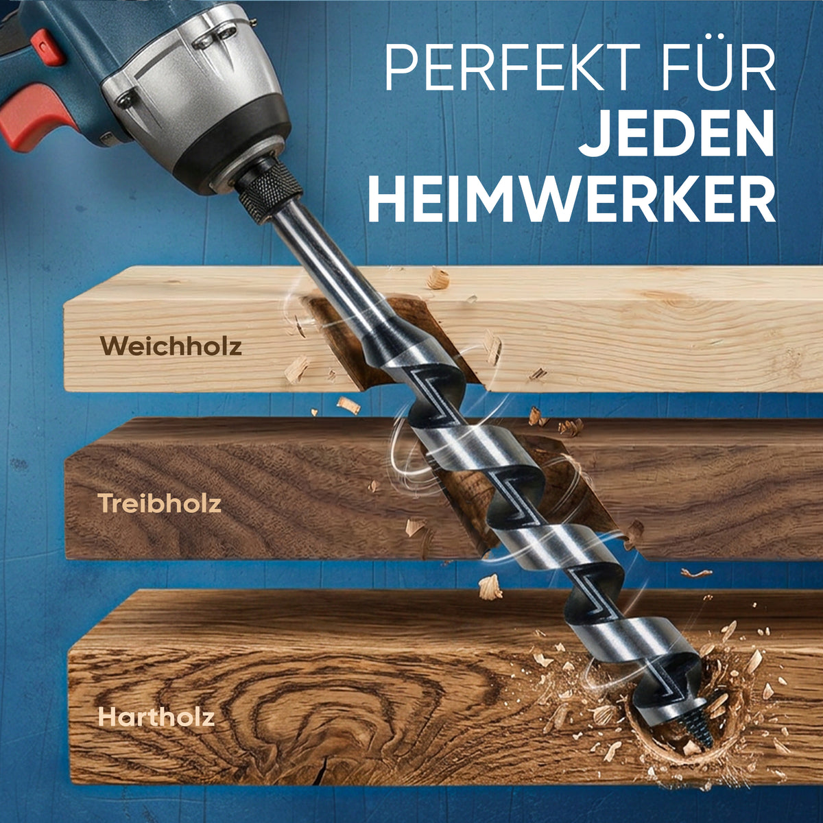 AM Schlangenbohrer für Heimwerker zum Bohren in Weichholz, Treibholz und Hartholz.