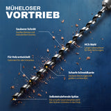 Kurzer AM Schlangenbohrer mit selbstziehender Spitze, HCS-Stahl und scharfer Schneide für Holz.