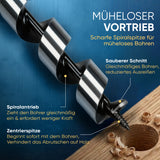 Schlangenbohrer mit selbstziehender Schraubspitze und Zentrierspitze für mühelosen Vortrieb.