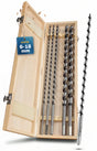 AM Schlangenbohrer-Set 6–18 mm in Holzbox für tiefe Bohrungen in Holz.