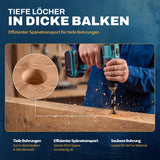 AM Schlangenbohrer für tiefe Löcher in dicken Balken mit effizientem Spantransport.
