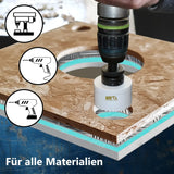 Steckdosen Lochsäge weiß für alle Materialien wie Holz, Metall und Kunststoff – AM Zerspanungstechnik für vielseitige Anwendungen.