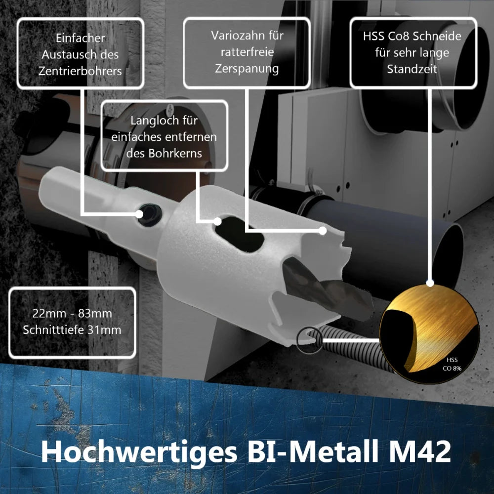Bi-Metall Steckdosen Lochsäge für präzise Schnitte in verschiedene Materialien – AM Zerspanungstechnik