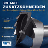 Nahaufnahme eines Forstnerbohrers mit scharfen Zusatzschneiden für saubere und präzise Bohrungen.