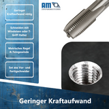 Nahaufnahme des Fertigschneiders von AM-Zerspanungstechnik für das maßhaltige Fertigschneiden des Gewindes.