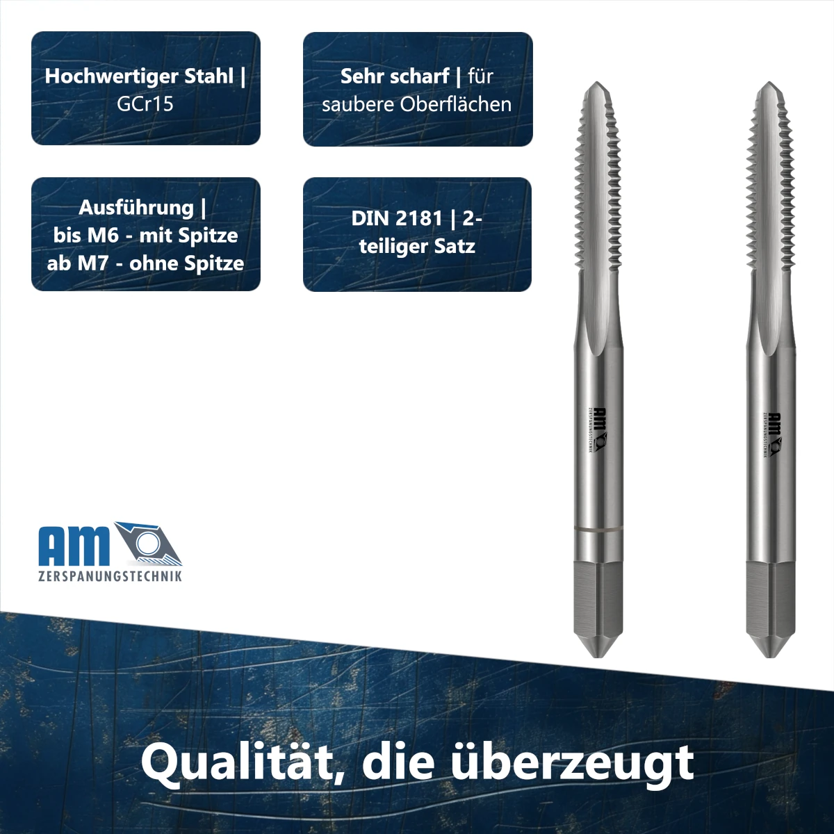 Handgewindebohrer-Set für präzise Innengewinde im kleinen Durchmesserbereich von M2 bis M7.