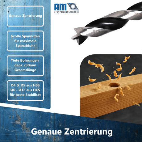 Präzise Zentrierspitze und Vorschneider der AM-Zerspanungstechnik Balkenbohrer.