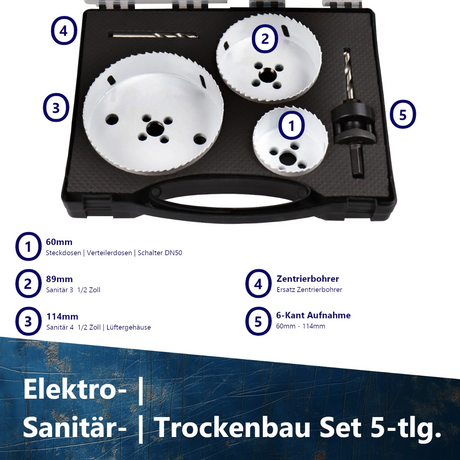 HSS-Bi-Metall Steckdosen Lochsäge 60-114mm für Elektro- und Sanitärinstallationen – AM Zerspanungstechnik