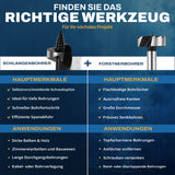 Vergleich von Schlangenbohrer und Forstnerbohrer mit Merkmalen und Anwendungen beim Holzbohren.