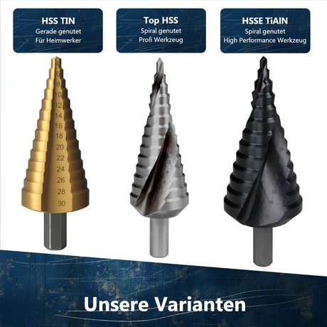 Die AM-Zerspanungstechnik Qualitätsstufen im Überblick mit dem HSS M2 Modell als wertiger Allrounder für Heimwerker und Profis.