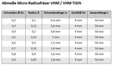 VHM Micro Radiusfräser ballnose end mill Mini Radiusfräser Ø 0,2 - 0,9