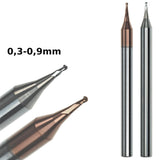 Solid carbide micro radius milling cutter ballnose end mill mini radius milling cutter Ø 0.2-0.9