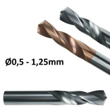 Solid carbide twist drill, short drill, mini drill Ø0.5 Ø0.8 Ø1.25